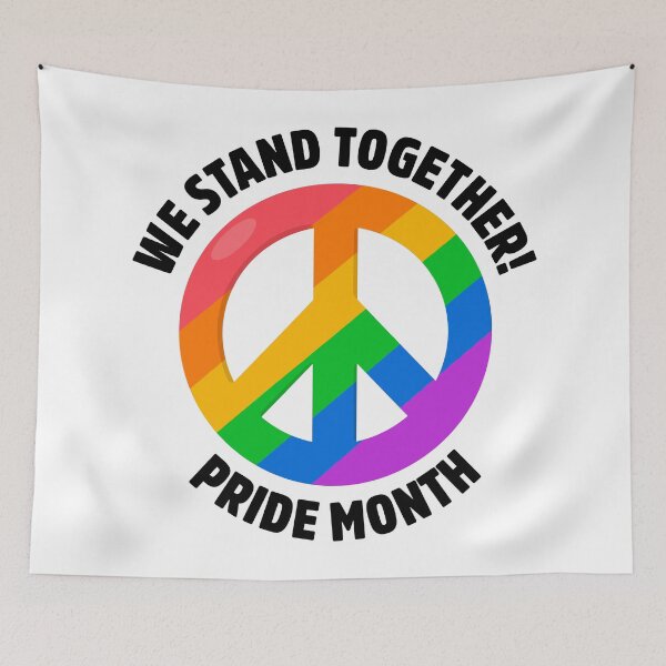 Item preview, We Stand Together Pride Month LGBT Peace Flag designed and sold by StickerbashCo.