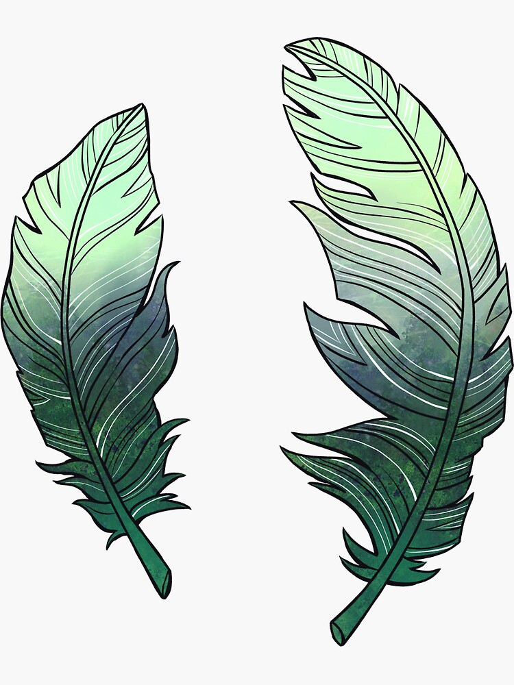 Sticker Green feathers