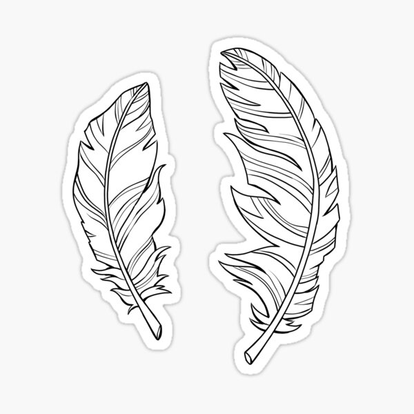 Two Feathers, Black Lines Sticker
