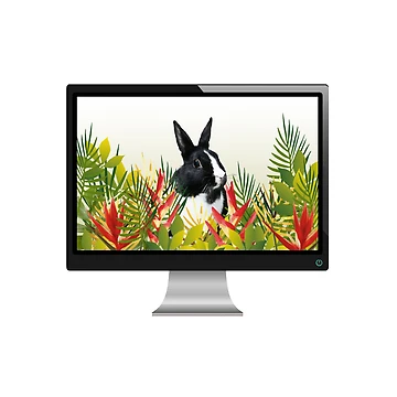Artwork thumbnail, Computer Screen Bunny Rabbit Flower Field by Move-Art