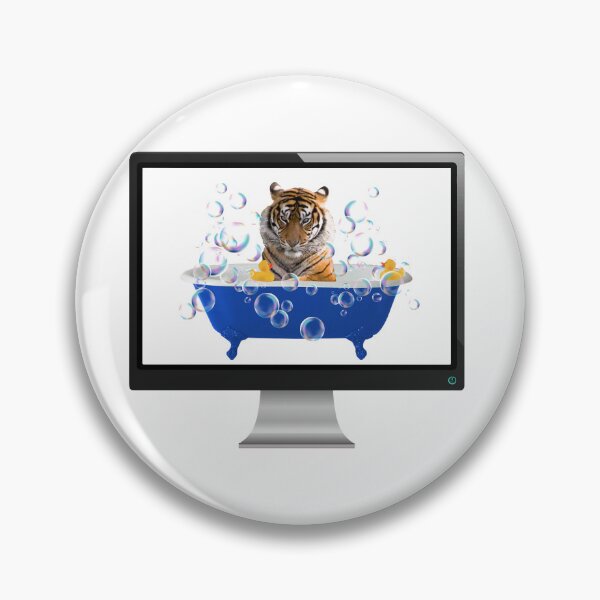 Artikelvorschau, Computer Screen Wild Tiger Blue Bathtub Bubbles entworfen und verkauft von Move-Art.