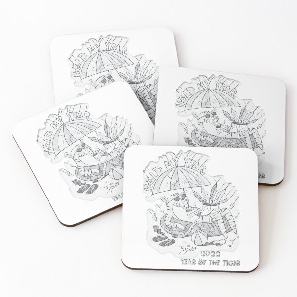 Item preview, Lunar New Year - 2022 Year of the Water Tiger - Hold My Year - Ironic Satiric Black & White Cartoon designed and sold by zicutza.
