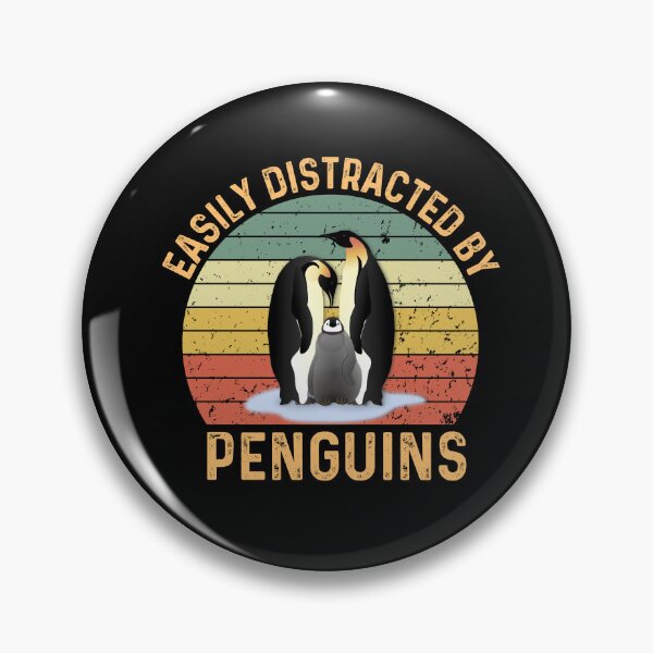 Item preview, Easily Distracted By Penguins Retro Vintage Funny Penguin designed and sold by AlexaTees.
