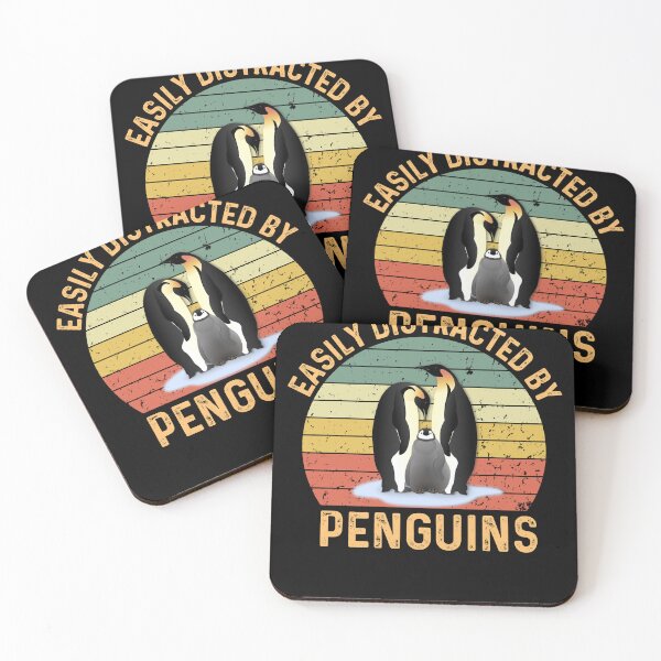 Item preview, Easily Distracted By Penguins Retro Vintage Funny Penguin designed and sold by AlexaTees.