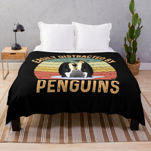 Item preview, Easily Distracted By Penguins Retro Vintage Funny Penguin designed and sold by AlexaTees.