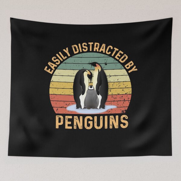Item preview, Easily Distracted By Penguins Retro Vintage Funny Penguin designed and sold by AlexaTees.