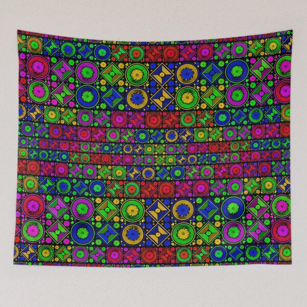 Item preview, Geometric Neon Blossoms Tiled designed and sold by PanicDay.