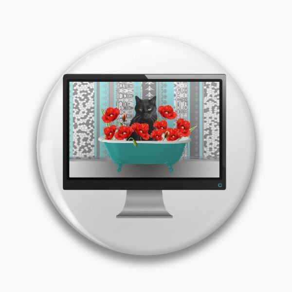 Artikelvorschau, Computer Screen red Bathtub Poppies Black Cat entworfen und verkauft von Move-Art.