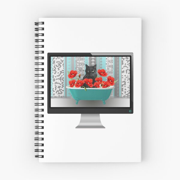 Item preview, Computer Screen red Bathtub Poppies Black Cat designed and sold by Move-Art.