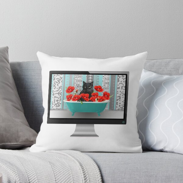 Item preview, Computer Screen red Bathtub Poppies Black Cat designed and sold by Move-Art.