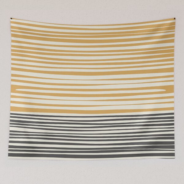 Item preview, Natural Stripes Modern Minimalist Colour Block Pattern in Charcoal Grey, Muted Mustard Gold, and Cream Beige designed and sold by kierkegaard.