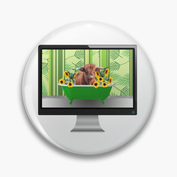 Artikelvorschau, Computer Screen green Bathtub Sunflower Highland cow entworfen und verkauft von Move-Art.