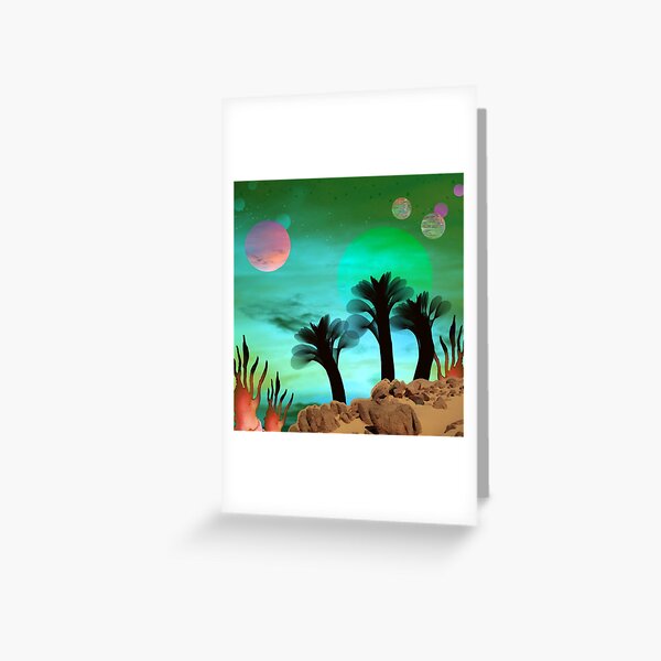Where The Sky Is Green - surreal landscape Greeting Card