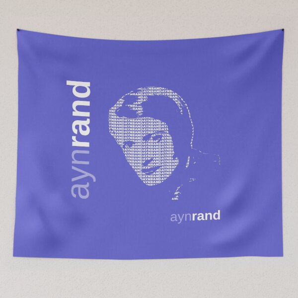 Item preview, Ayn Rand typographic poster (indigo) designed and sold by CMYKStudio.