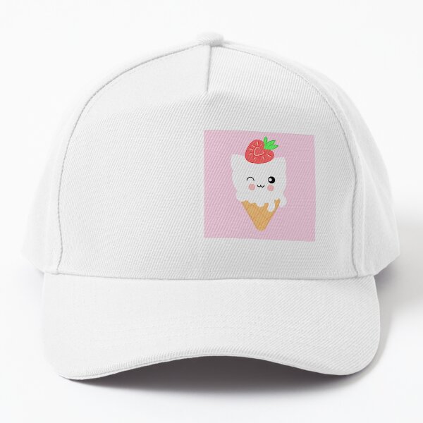 Ice cream character kawaii cat, japanese style, treat, sweet with strawberry Baseball Cap