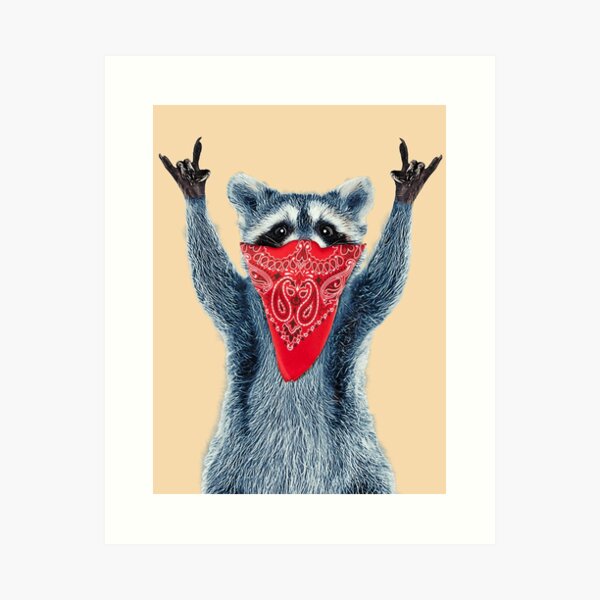 Item preview, Raccoon rock sign with a bandana | Raccoon designed and sold by TeeARTHY.