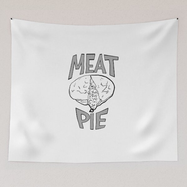 Item preview, Meat pie - beef pie - dripping mince - black and white graphic text designed and sold by Dopamine Dumpster.