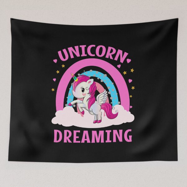 Item preview, Unicorn Dreaming - Colourful Unicorns - Unicorn - rainbow sky designed and sold by MOONINSPIRATION.