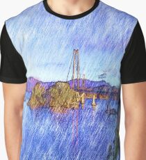 A Bridge Drawing effect Graphic T-Shirt