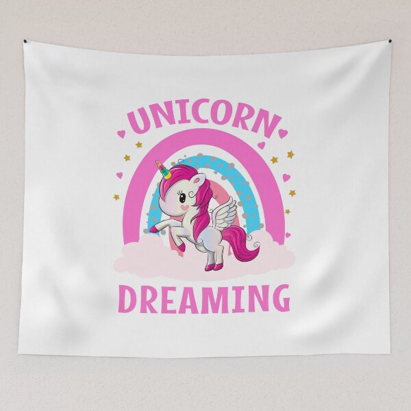 Item preview, Unicorn Dreaming - Colourful Unicorns - Unicorn - rainbow sky designed and sold by MOONINSPIRATION.
