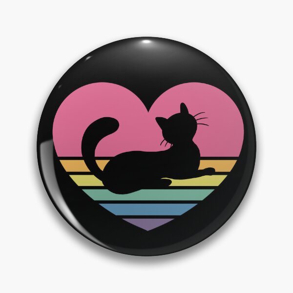 Aperçu de l'œuvre Chat coeur arc-en-ciel rétro créée et vendue par CharacterAlley.