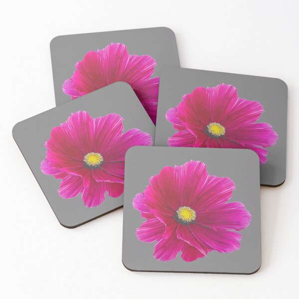 Item preview, FUCHSIA PINK COSMO FLOWER GREY ART designed and sold by sharlesart.