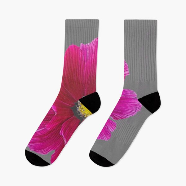 Item preview, FUCHSIA PINK COSMO FLOWER GREY ART designed and sold by sharlesart.
