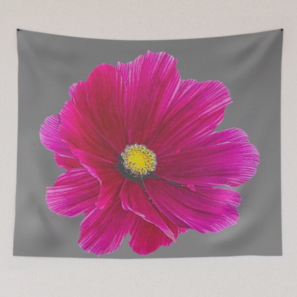 Item preview, FUCHSIA PINK COSMO FLOWER GREY ART designed and sold by sharlesart.