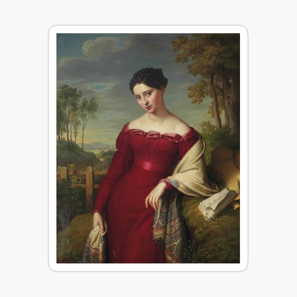 Portrait of a Young Elegant Eady in a Red Dress (1824) - Eduard Friedrich  Leybold" Journal for Sale by PsycheSansAmour | Redbubble