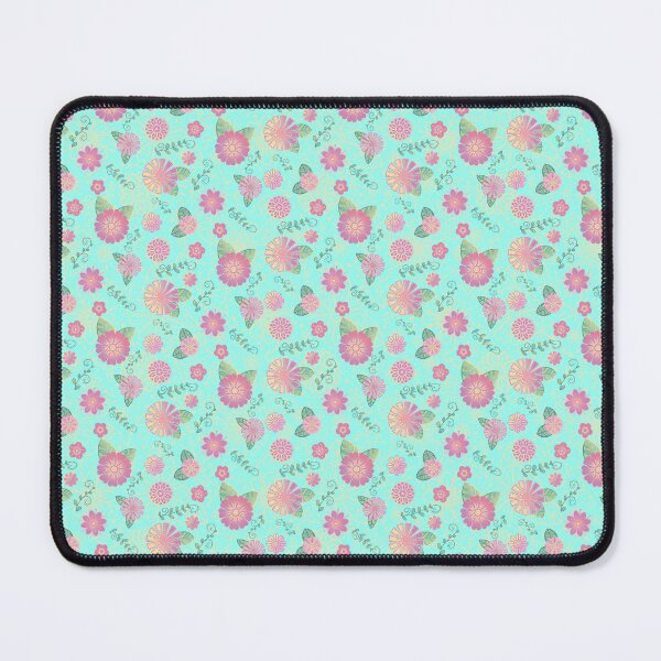 Item preview, Pink Floral Pattern on Teal  designed and sold by lisanganart.