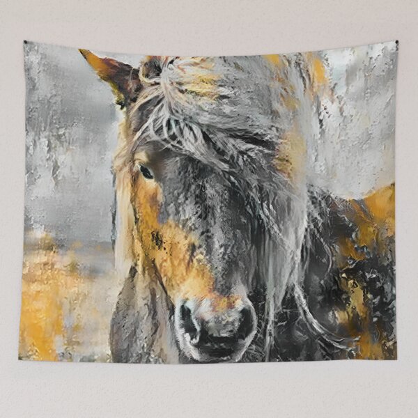 Item preview, Horse Head Painting, Printable Original Oil Abstract Wall Art, Large Gold Marble Canvas, Contemporary Modern Rustic Wild Horses Artwork Print designed and sold by Diemante.