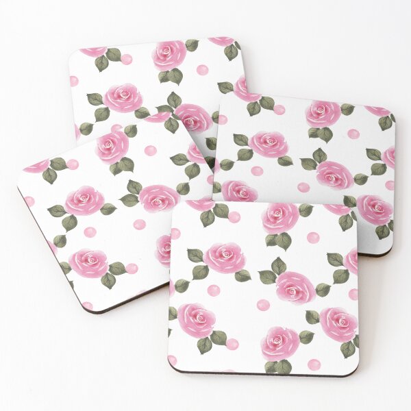 Item preview, Pink Watercolor Roses and Dots designed and sold by HildegunStudio.