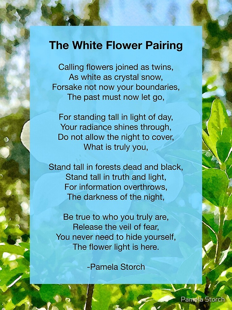 "The White Flower Pairing Poem" Poster for Sale by PamelaStorch Redbubble