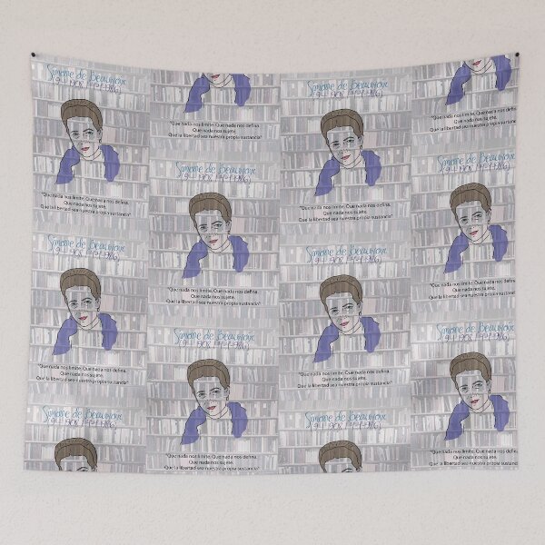 Item preview, Simone de Beauvoir (with quote in Spanish) designed and sold by RebelPurpleGirl.