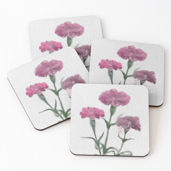Item preview, Pretty pink watercolor carnations on textured paper designed and sold by CuisineCat.