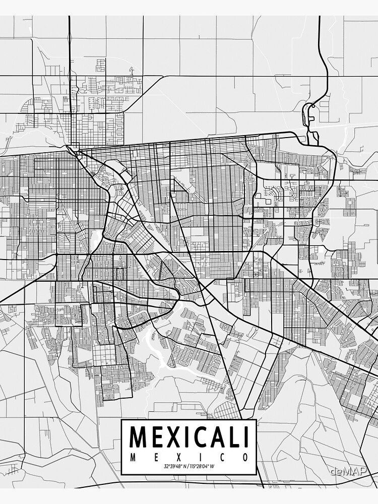 "Mexicali City Map Of Baja California, Mexico - Light" Photographic ...