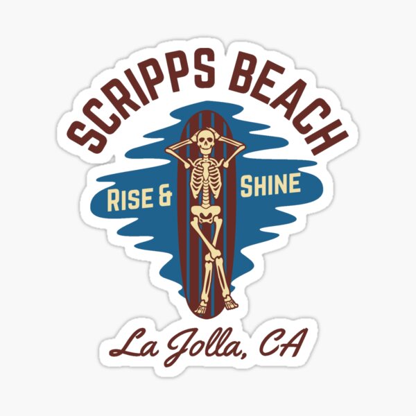 Item preview, Vintage-Style Scripps Beach La Jolla Californie, Brown Text- Skeleton / Surf / Beach designed and sold by TimelessLocales.