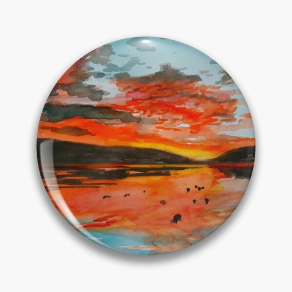 Item preview, Big Bear Lake Sunset Watercolor Painting of Big Bear Reflection designed and sold by signaturelaurel.