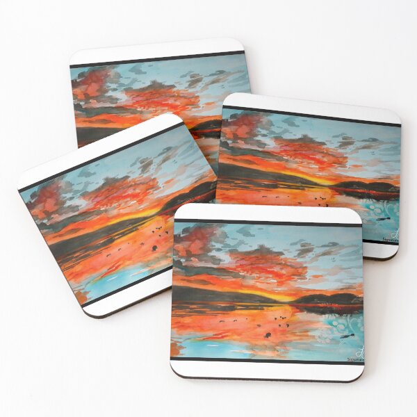 Item preview, Big Bear Lake Sunset Watercolor Painting of Big Bear Reflection designed and sold by signaturelaurel.