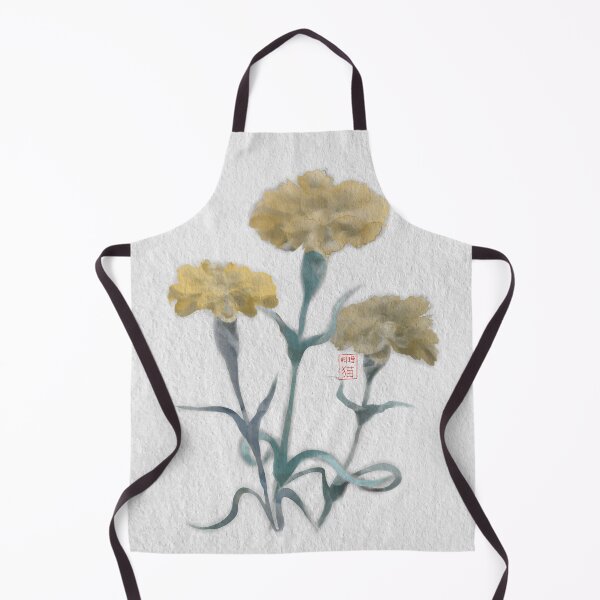 Item preview, Yellow chinese watercolor and ink flowers on textured paper designed and sold by CuisineCat.