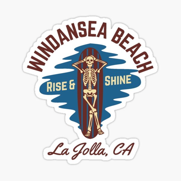 Item preview, Vintage-Style Windansea Beach La Jolla Californie, Brown Text- Skeleton / Surf / Beach designed and sold by TimelessLocales.