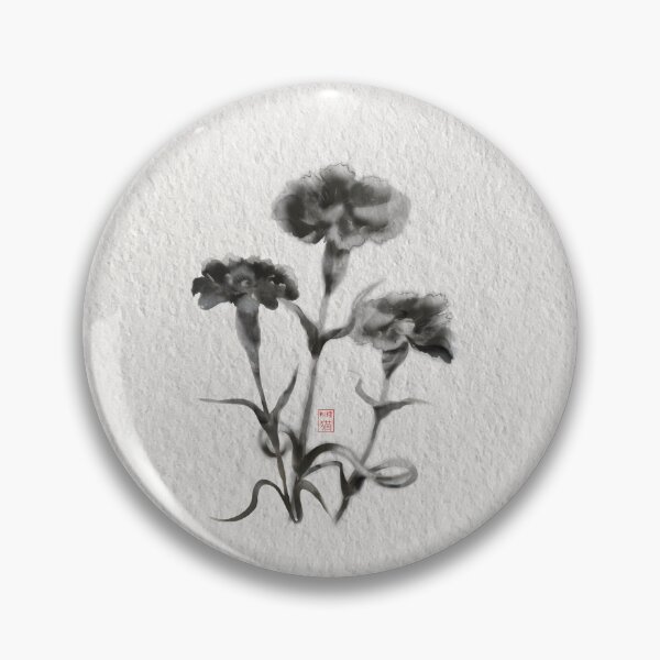 Artikelvorschau, Sumie ink brush carnations on textured paper entworfen und verkauft von CuisineCat.