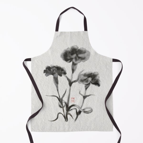 Item preview, Sumie ink brush carnations on textured paper designed and sold by CuisineCat.