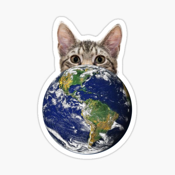 Item preview, Cat peeking over Earth designed and sold by Catspeople.