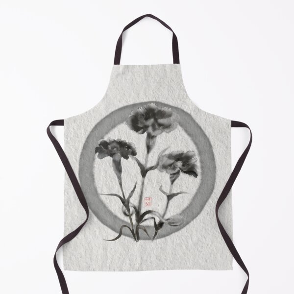 Item preview, Ink brush zen enso circle with carnations designed and sold by CuisineCat.