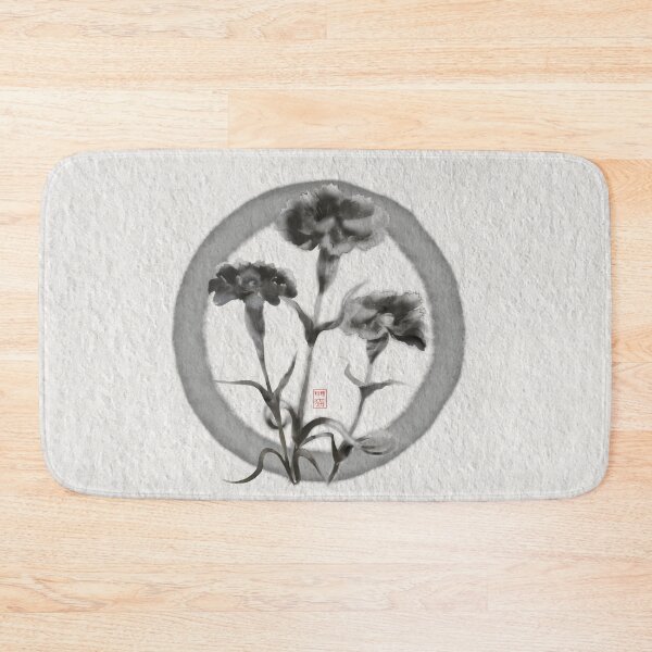 Item preview, Ink brush zen enso circle with carnations designed and sold by CuisineCat.