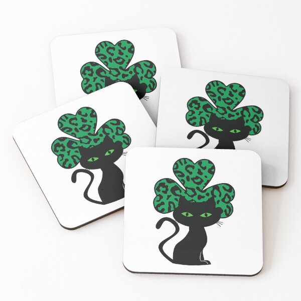 Item preview, St. Patrick's Day Black Cat Shamrock designed and sold by HappyLifeCreate.