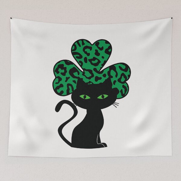 Item preview, St. Patrick's Day Black Cat Shamrock designed and sold by HappyLifeCreate.