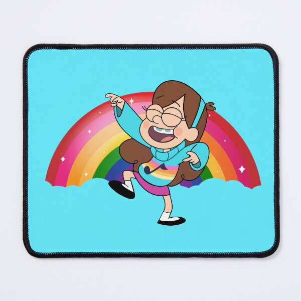 Item preview, Mabel Pines dancing on a rainbow background. Gravity Falls character. designed and sold by ProfiTrollka.