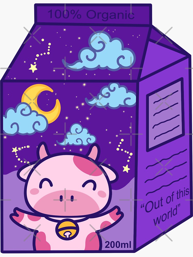 "Milk Carton Galactic Cow" Sticker by GigiDesigns89 Redbubble